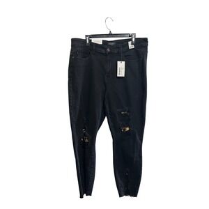 Judy Blue Black Leopard‎ Patch Distressed Skinny Jeans JB82168BK Womens 18W NEW